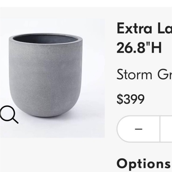 West elm grayish blue ceramic large pot , can be used indoors or outdoors 🩶 - Picture 4 of 4
